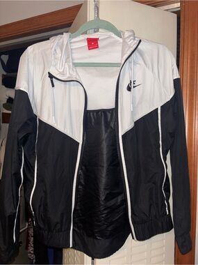 Nike White Mesh Jacket with Red Logo Tag